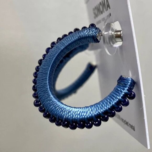 Sonoma Earrings Khol's Beaded Wrap J-Hoop Post Back Pierced Ears Jewelry NWT - Picture 4 of 5